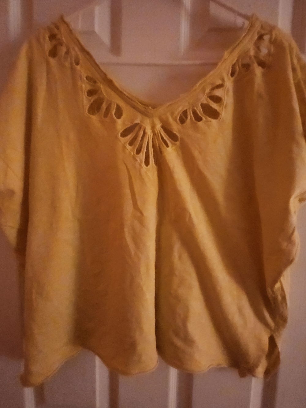 Free People Yellow V-Neck Cutout Tunic Top